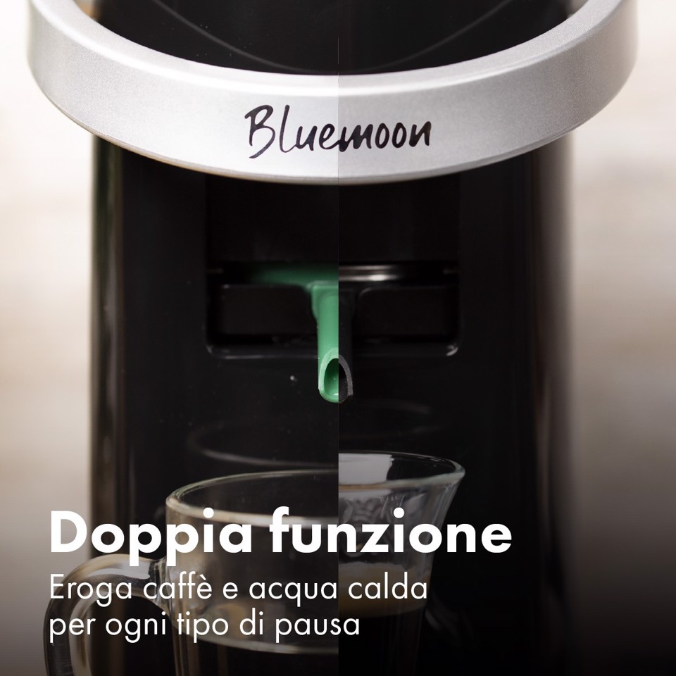 Caffè Borbone Bluemoon Macchina da Caffè a Cialde ESE 44mm – Multifunzione per Espresso, Infusi e Bevande Calde, Pressione 15 bar, Serbatoio 0.9L - Nero