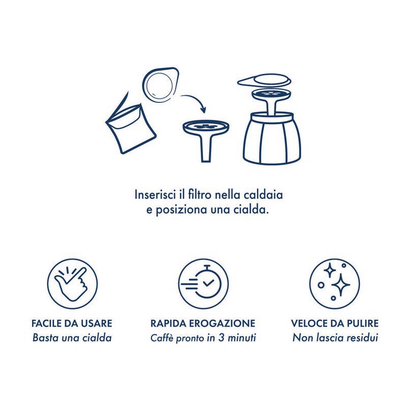 Caffè Borbone Moka Ciao Induzione - Moka compatibile con cialde ESE 44mm + 15 cialde omaggio