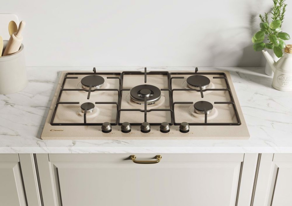 Candy Classic CHW7AV4WGT Avena Da incasso 74 cm Gas 5 Fornello(i)