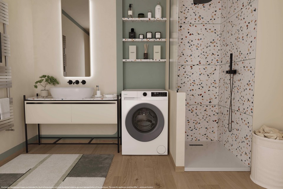 Candy ProWash 300, Lavasciuga Slim 8+5 KG, 10% più efficente della classe A, 1400 giri, Bianco, Inverter, Fresh Vapor, GWD 485SG6-S