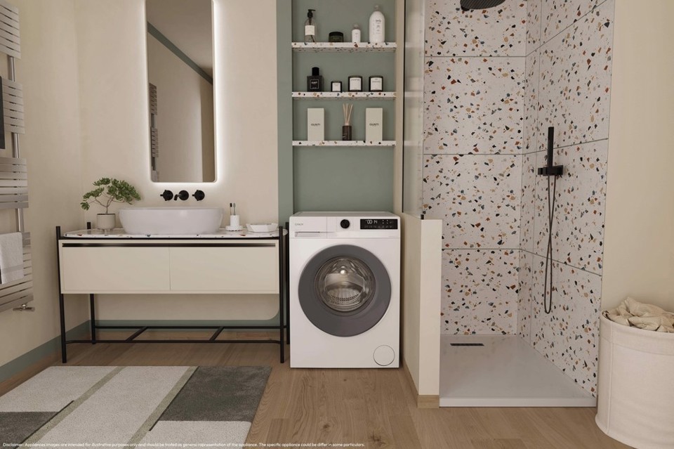 Candy ProWash 300, Lavatrice Carica Frontale 9 KG, 20% più efficente della classe A, 1400 giri, Bianco, Inverter, Fresh Vapor, 8 Cicli Rapidi, GD 49G8-S