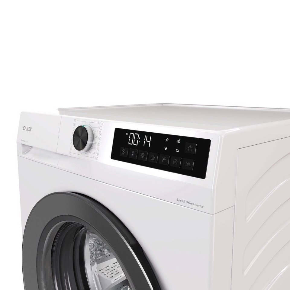 Candy ProWash 300, Lavatrice Carica Frontale 9 KG, 20% più efficente della classe A, 1400 giri, Bianco, Inverter, Fresh Vapor, 8 Cicli Rapidi, GD 49G8-S