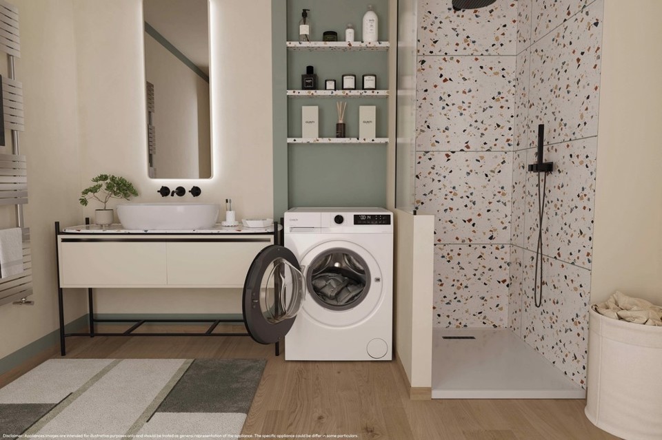 Candy ProWash 300, Lavatrice Carica Frontale 9 KG, 20% più efficente della classe A, 1400 giri, Bianco, Inverter, Fresh Vapor, 8 Cicli Rapidi, GD 49G8-S