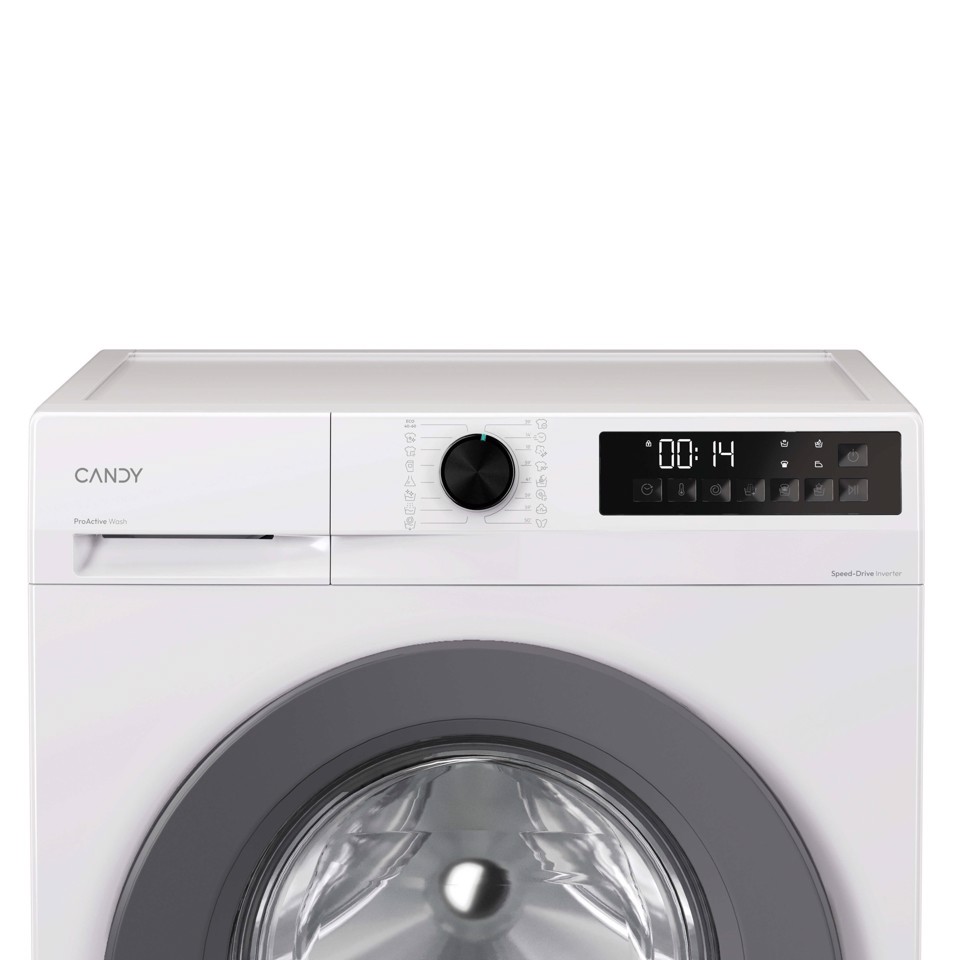Candy ProWash 300, Lavatrice Carica Frontale 9 KG, 20% più efficente della classe A, 1400 giri, Bianco, Inverter, Fresh Vapor, 8 Cicli Rapidi, GD 49G8-S