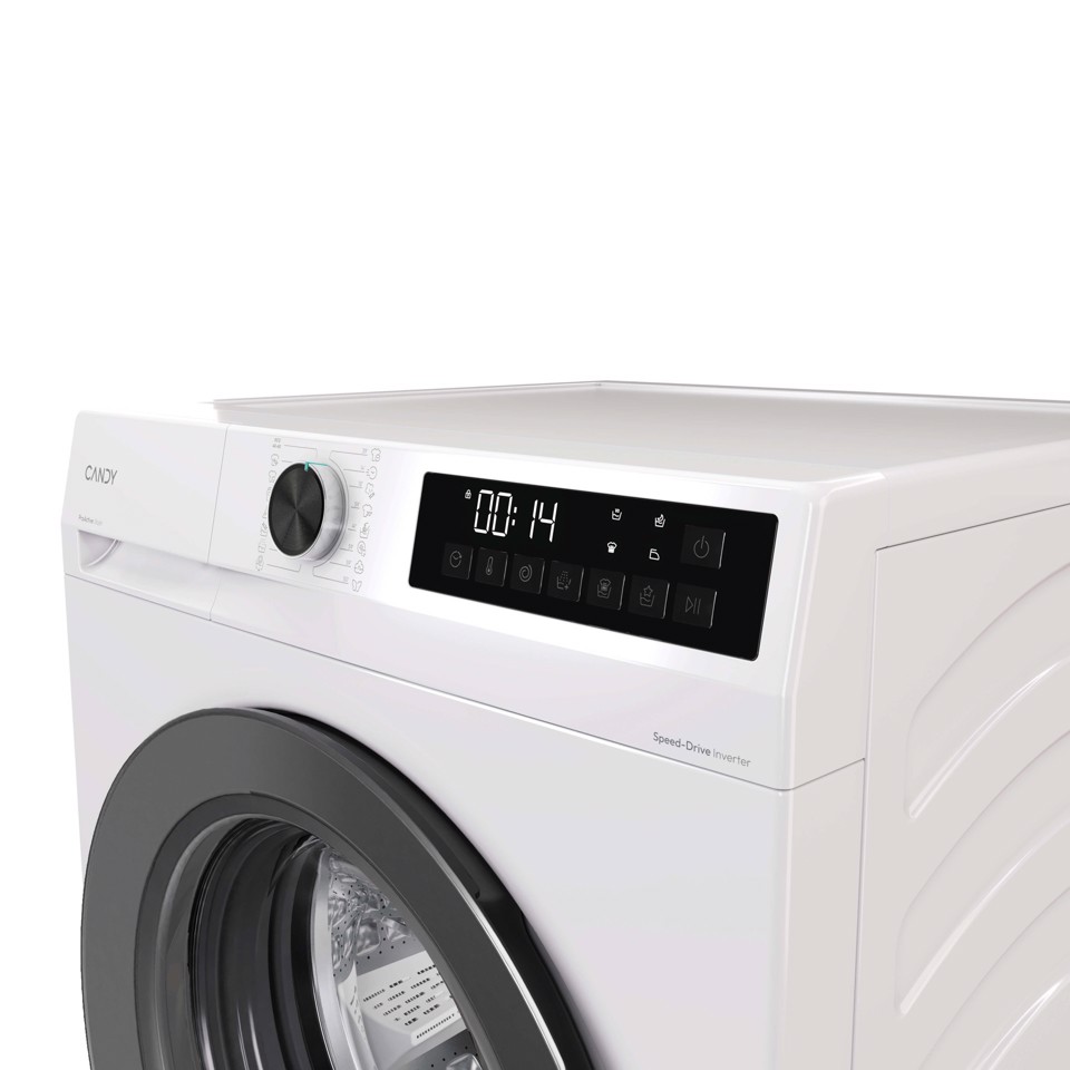 Candy ProWash 300, Lavatrice Carica Frontale 9 KG, 20% più efficente della classe A, 1400 giri, Bianco, Inverter, Fresh Vapor, 8 Cicli Rapidi, GD 49G8-S
