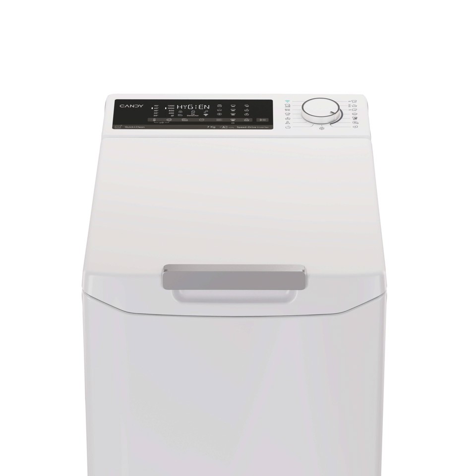 Candy ProWash 500, Lavatrice Carica dall'alto 7 KG, 10% più efficente della classe A, 1200 giri, Bianco, Inverter, Wi-Fi, Smart Wash, TCAS 276TM6-S