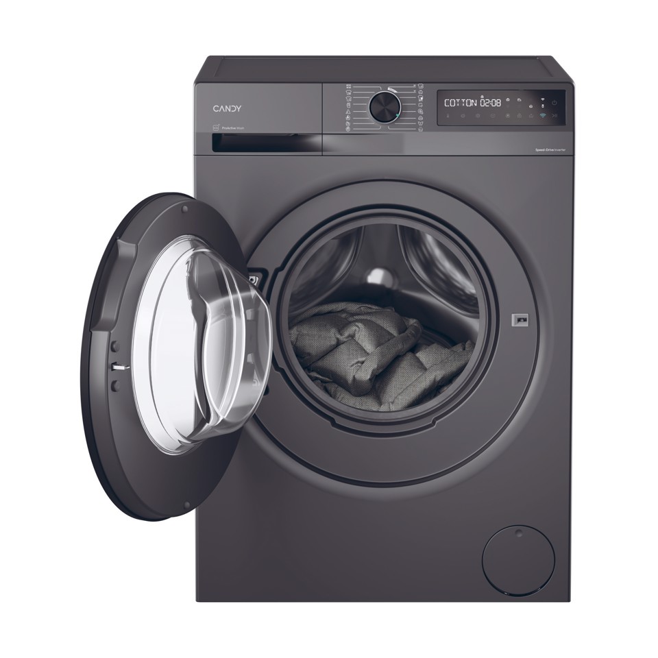 Candy ProWash 500, Lavatrice Slim 8 KG, 10% più efficente della classe A, 1400 giri, Antracite, Inverter, Vapore, Wi-Fi, Smart Wash, BR 48B6G-S