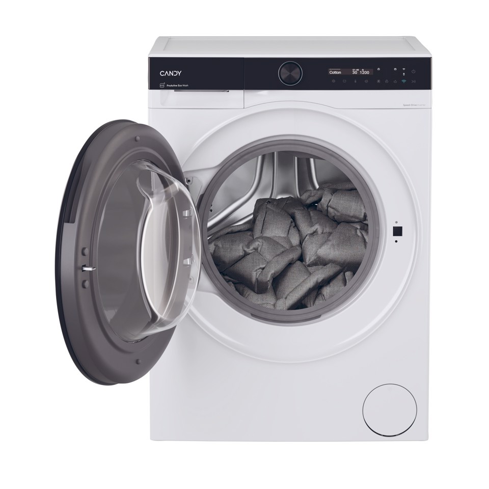 Candy ProWash 700, Lavatrice Slim 9 KG, 20% più efficente della classe A, 1400 giri, Bianco, Inverter, Vapore, Wi-Fi, BS 49SB8-S