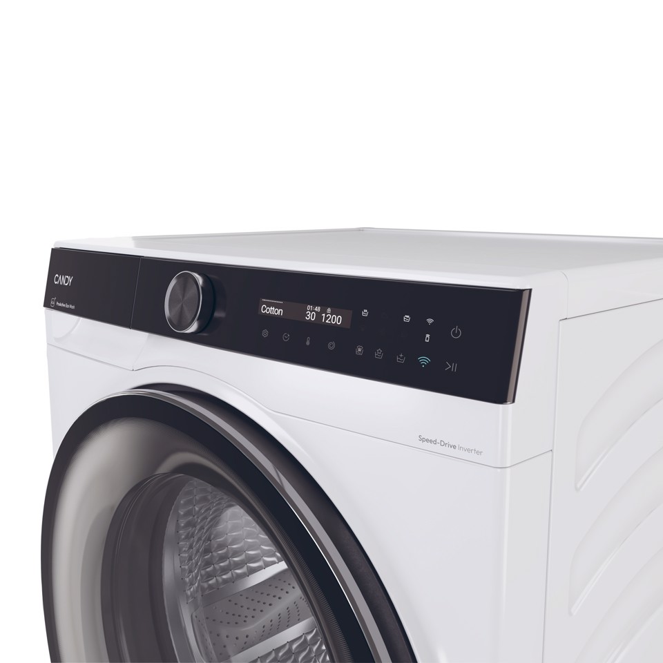 Candy ProWash 700, Lavatrice Slim 9 KG, 20% più efficente della classe A, 1400 giri, Bianco, Inverter, Vapore, Wi-Fi, BS 49SB8-S
