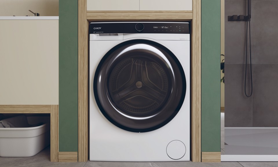 Candy ProWash 700, Lavatrice Slim 9 KG, 20% più efficente della classe A, 1400 giri, Bianco, Inverter, Vapore, Wi-Fi, BS 49SB8-S