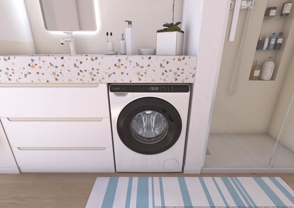 Candy ProWash 700 Mini, Lavatrice Compatta 5 KG, Classe A, 1200 giri, Bianco, Inverter, Vapore, Wi-Fi, CW50-BP12307U1-S