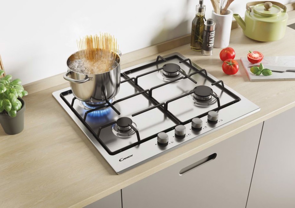Candy Timeless CEL6PBRX Acciaio inossidabile Da incasso 59 cm Gas 4 Fornello(i)