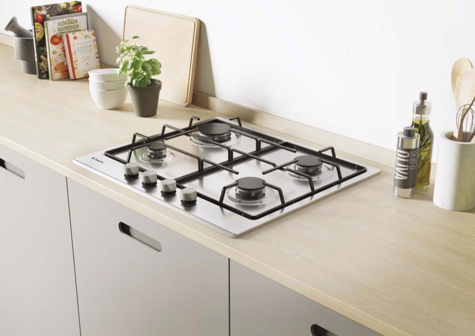 Candy Timeless CEL6PBRX Acciaio inossidabile Da incasso 59 cm Gas 4 Fornello(i)