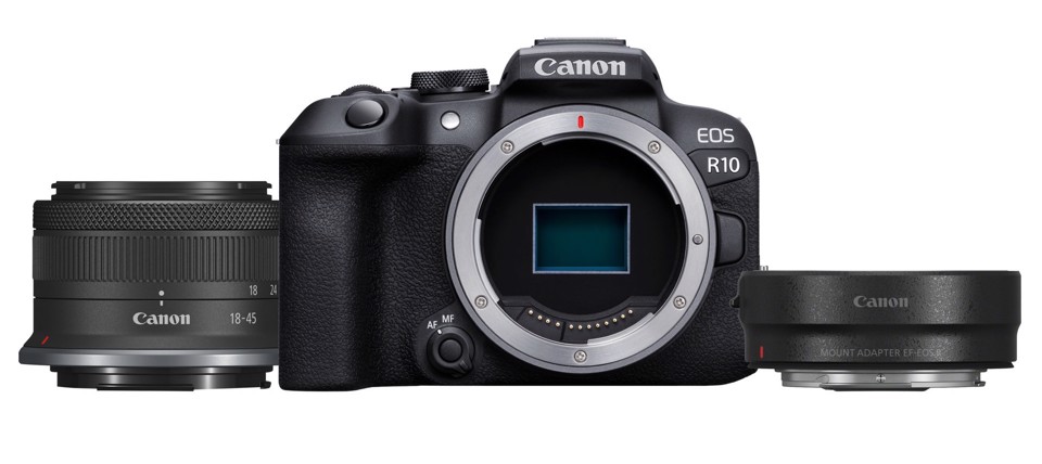 Canon EOS R10 + RF-S 18-45mm F4.5-6.3 IS STM + adattatore EF- R