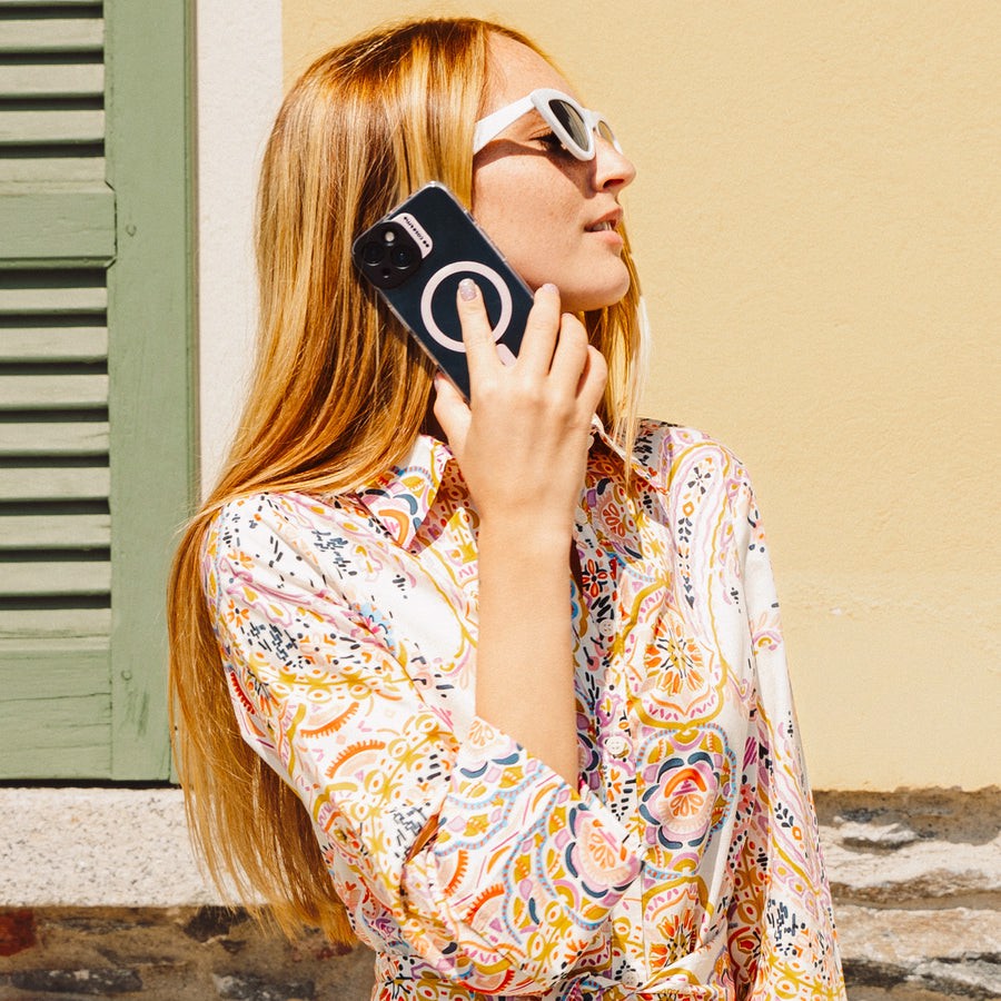 Case & Me CMCOVCAMTMSIP1561P Cover magsafe trasparente iphone 15, rosa