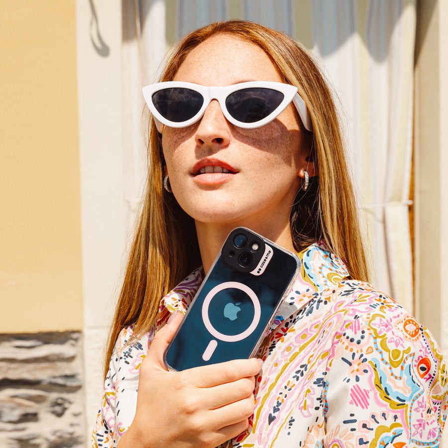 Case & Me CMCOVCAMTMSIP1567P Cover magsafe trasparente iphone 15 plus, rosa