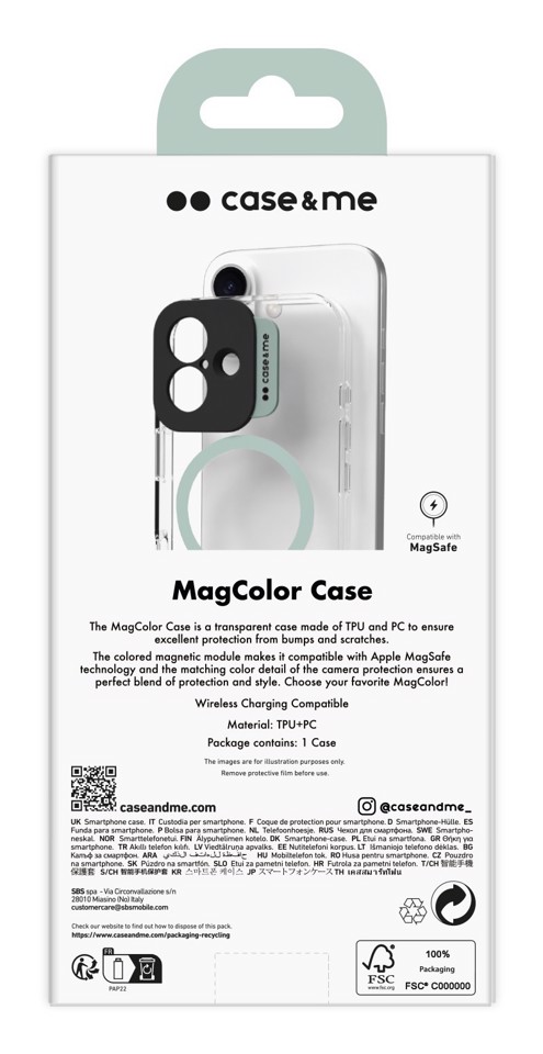 Case & Me CMCOVCASIP1661G custodia per cellulare 15,5 cm (6.12") Cover Verde, Trasparente