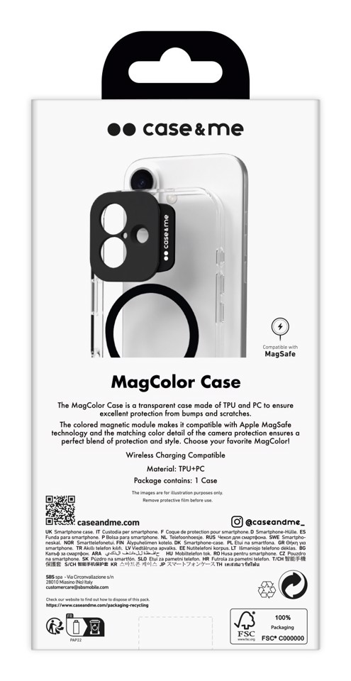 Case & Me CMCOVCASIP1667K custodia per cellulare 17 cm (6.69") Cover Nero, Trasparente