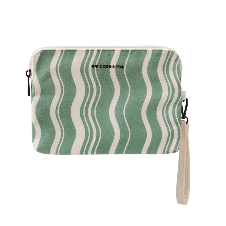 Case & Me CMFABRICSLEEVEGNI borsa da bagno e beauty case Tessuto Verde, Avorio