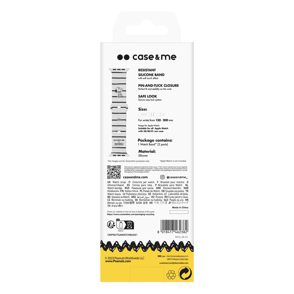 Case & Me CMPNUTSAWATCHB40S1 accessorio indossabile intelligente Cinghia Nero, Bianco Silicone