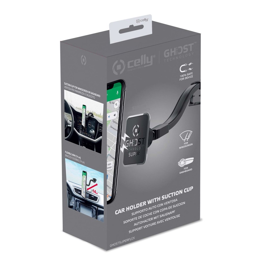 Celly GHOSTSUPERFLEX supporto per personal communication Supporto passivo Telefono cellulare/smartphone Nero