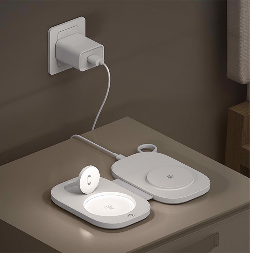 Celly MAGPOCKET3IN1WH Caricabatterie per dispositivi mobili Cuffie, Smartphone, Orologio intelligente Bianco USB Carica wireless Ricarica rapida Interno