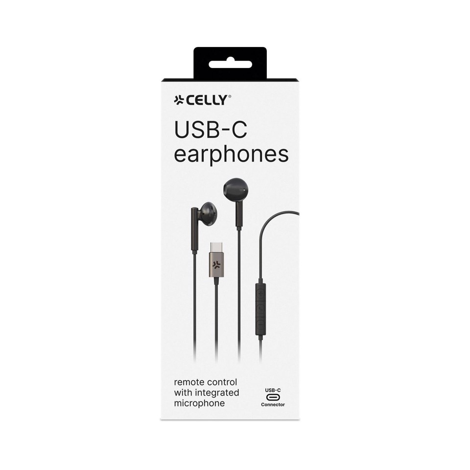 Celly UP1100TYPEC Cuffie Cablato In-ear Musica e Chiamate USB tipo-C Nero