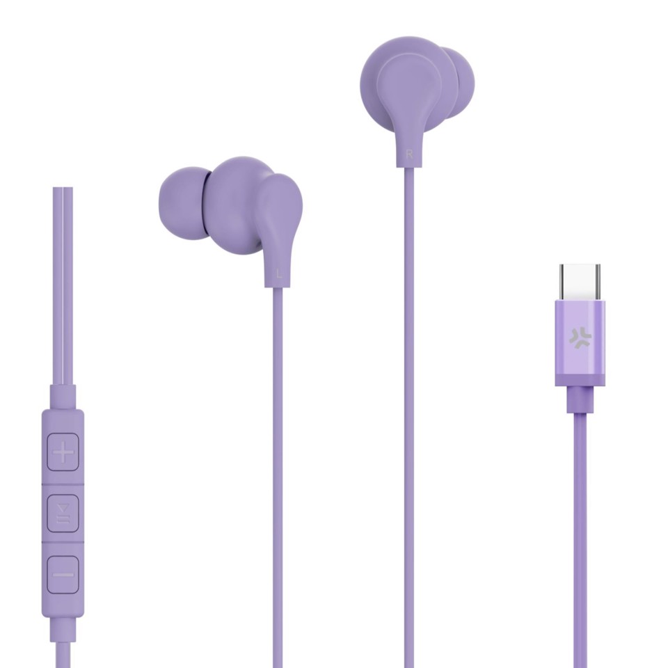 Celly UP1600TYPECVL cuffia e auricolare Cablato In-ear Musica e Chiamate USB tipo-C Viola