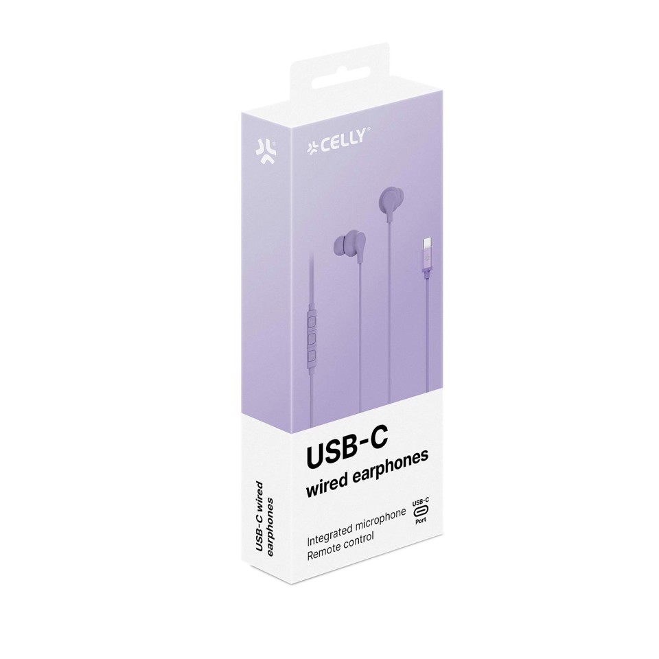 Celly UP1600TYPECVL cuffia e auricolare Cablato In-ear Musica e Chiamate USB tipo-C Viola