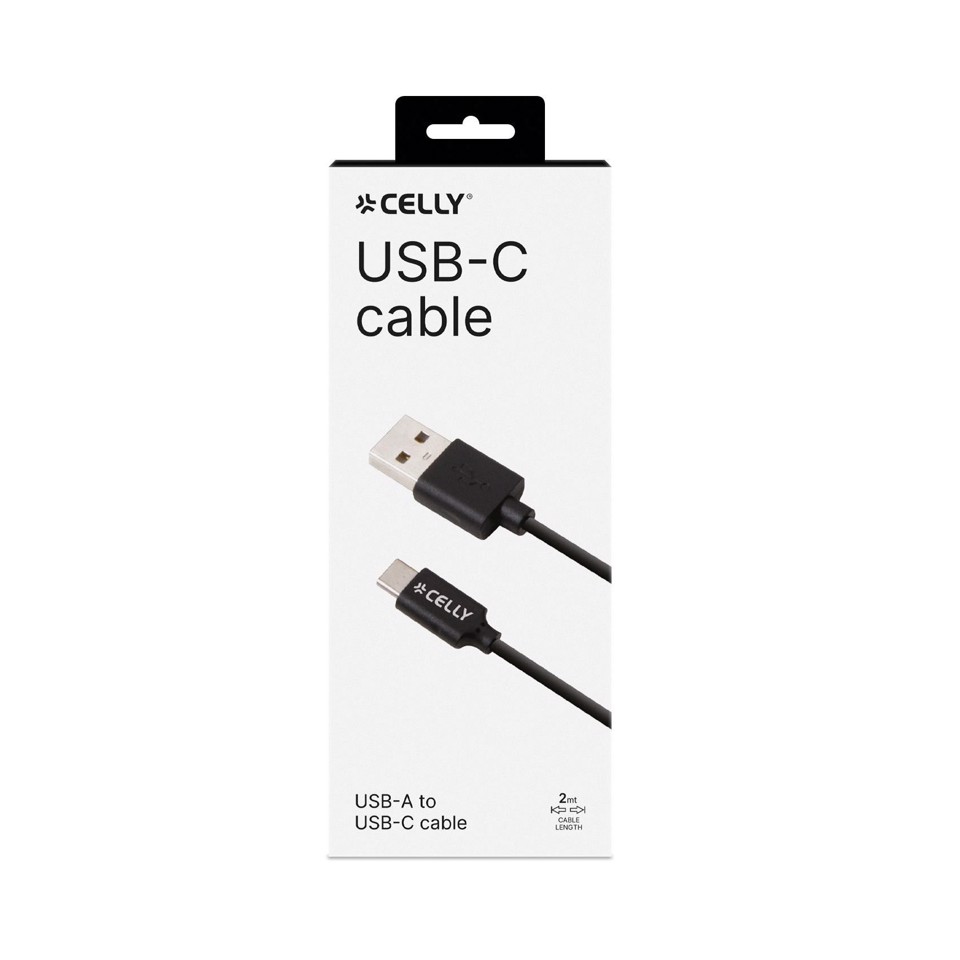 Celly USB-C2M cavo USB 2 m USB A USB C Nero