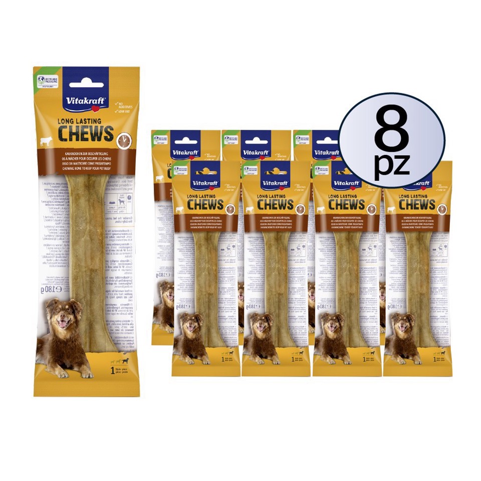 Chews Long Lasting osso pelle di bovino 22cm PACK 8 Confezioni