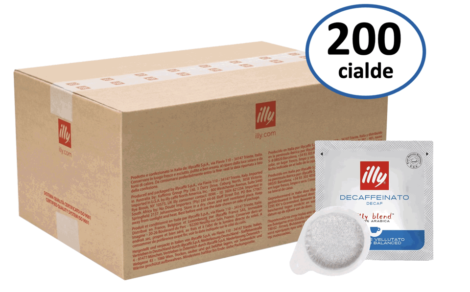 Cialde caffè Decaffeinato 200pz monodose confezionati singolarmente in atmosfera protettiva