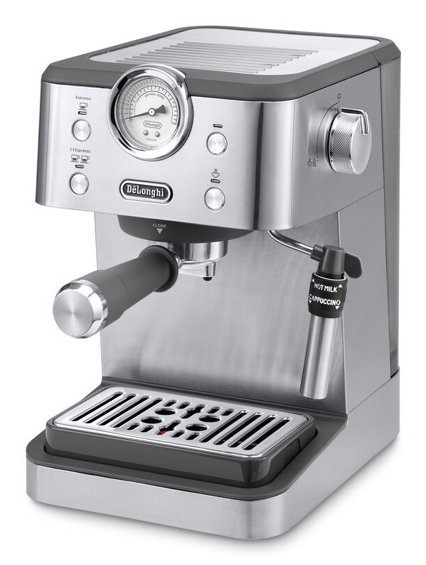 De’Longhi CLASSIC - Macchina da Caffè Manuale Espresso e Cappuccino, Polvere e Cialde ESE,15 Bar, 1.7L, Metal (EM450.M)