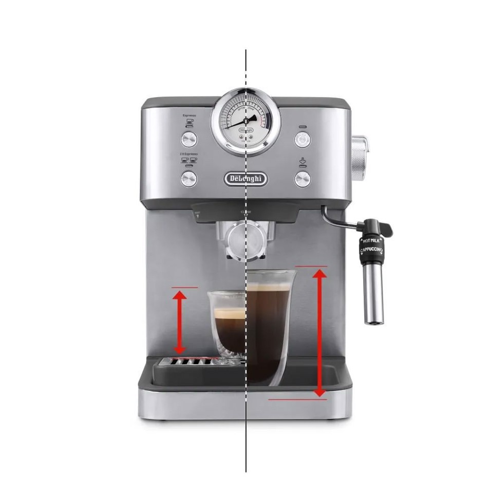 De’Longhi CLASSIC - Macchina da Caffè Manuale Espresso e Cappuccino, Polvere e Cialde ESE,15 Bar, 1.7L, Metal (EM450.M)