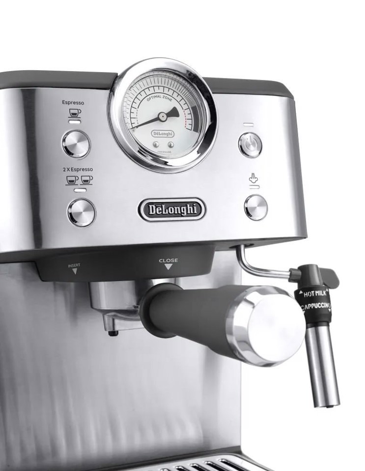 De’Longhi CLASSIC - Macchina da Caffè Manuale Espresso e Cappuccino, Polvere e Cialde ESE,15 Bar, 1.7L, Metal (EM450.M)