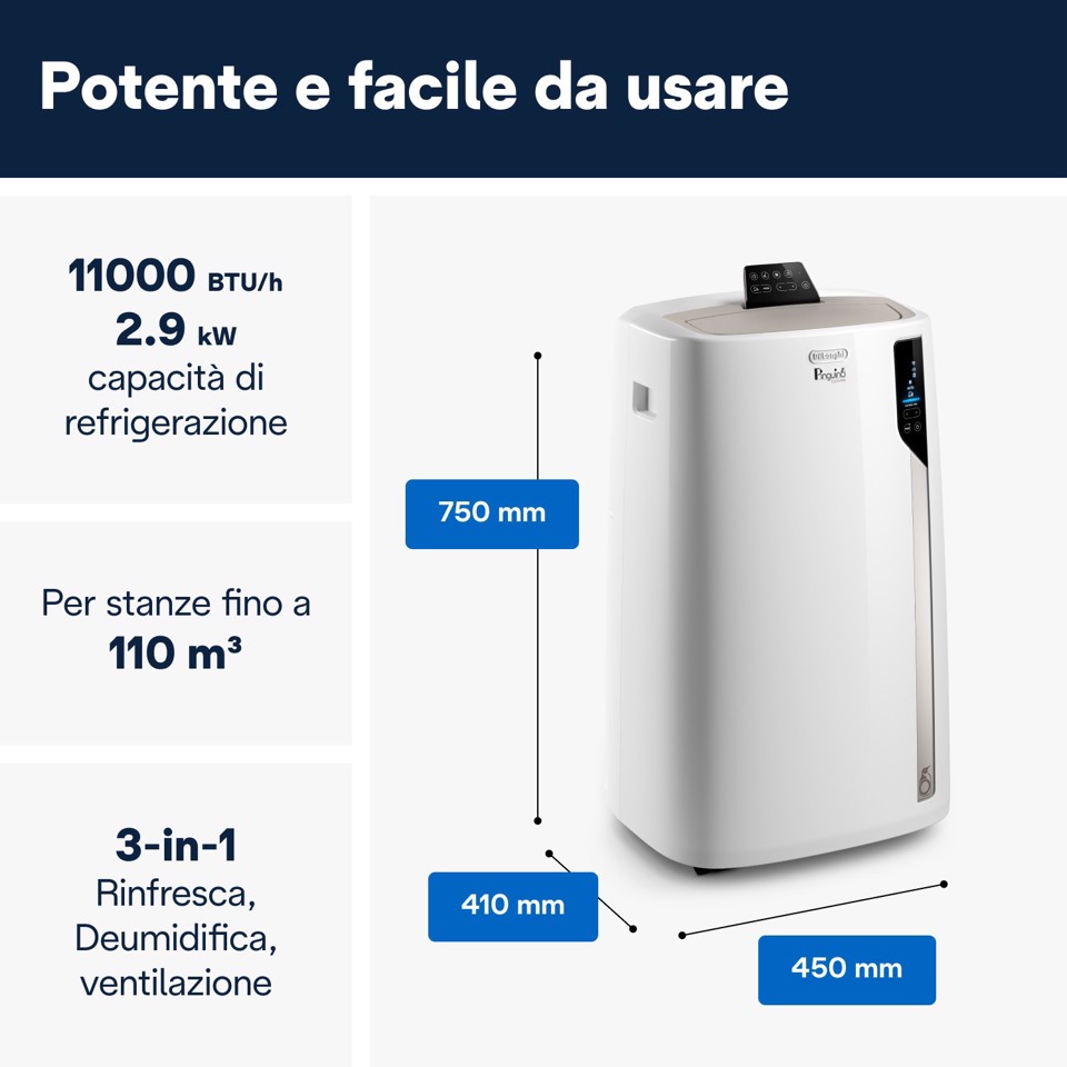 De’Longhi Climatizzatore portatile EL112 WiFi 11000BTu