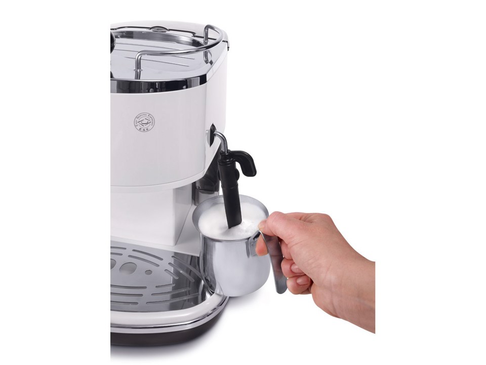 De’Longhi ICONA ECO311.W Macchina da Caffè Manuale Espresso e Cappuccino, Compatibile con Polvere o Cialde E.S.E., Spegnimento Automatico, Serbatoio Estraibile da 1.4L, Potenza 1100W, Bianco