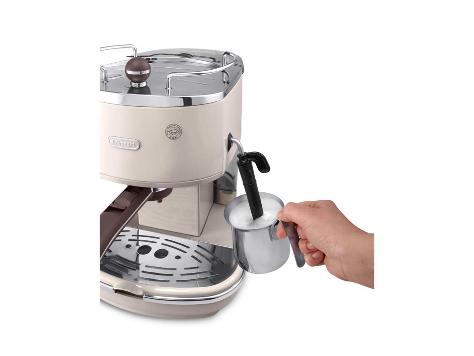 De’Longhi Icona Vintage - Macchina da Caffè Manuale Espresso e Cappuccino, Polvere e Cialde ESE,1.4L, Beige (ECOV311.BG)
