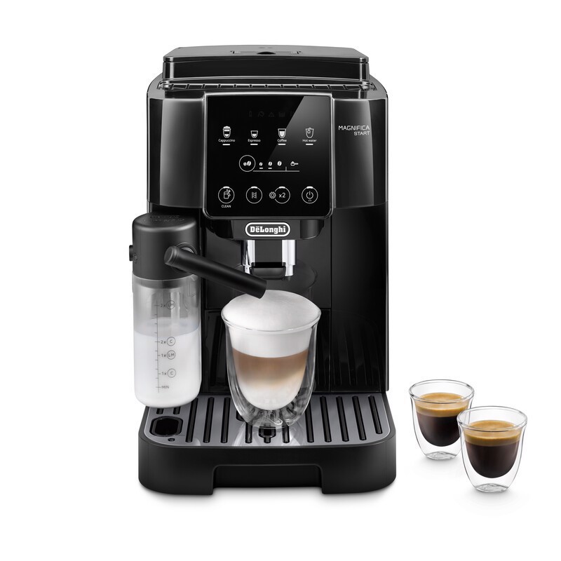 De’Longhi Magnifica Start ECAM220.60.B, Macchina Automatica per Caffè in Chicchi, Cappuccino al tocco di un tasto con la Caraffa Montalatte Automatica, 4 bevande dirette, Pannello Comandi con Icone Retroilluminate, Black
