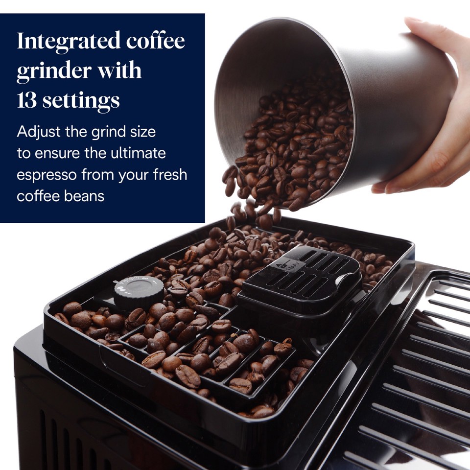 De’Longhi Magnifica Start ECAM220.60.B, Macchina Automatica per Caffè in Chicchi, Cappuccino al tocco di un tasto con la Caraffa Montalatte Automatica, 4 bevande dirette, Pannello Comandi con Icone Retroilluminate, Black