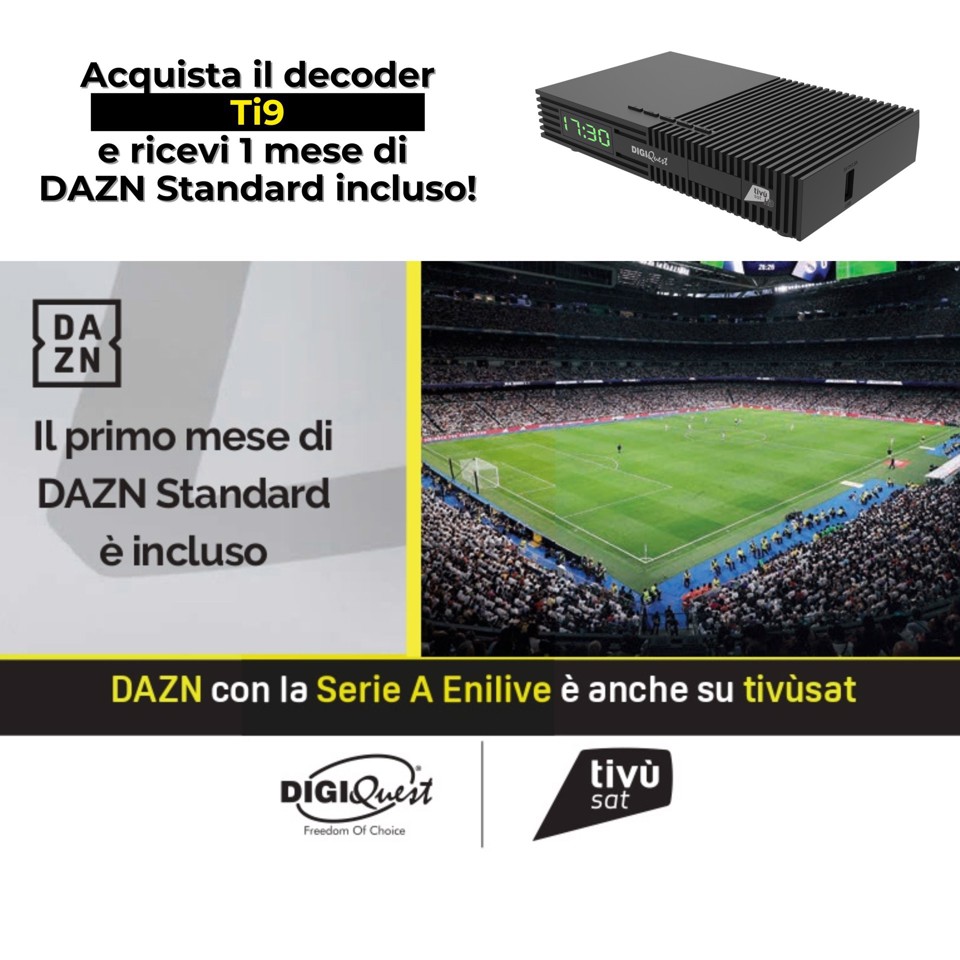 Digiquest DAZN_TI9 set-top box TV Satellite Full HD Nero