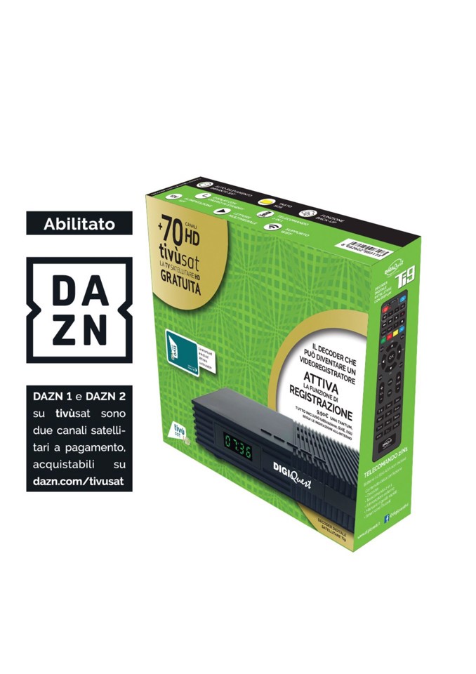 Digiquest DAZN_TI9 set-top box TV Satellite Full HD Nero