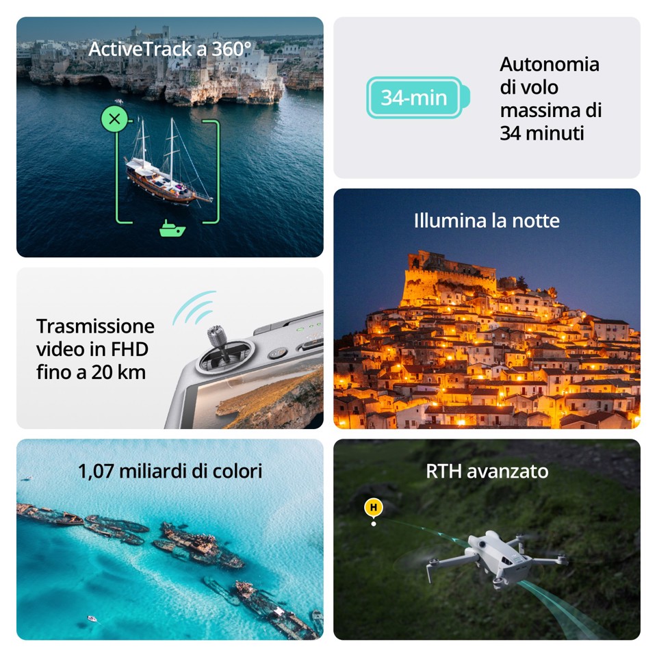 DJI Mini 4 Pro Fly More Combo (RC 2) 4 rotori Quadrirotore 48 MP 3840 x 2160 Pixel 2590 mAh Nero, Bianco