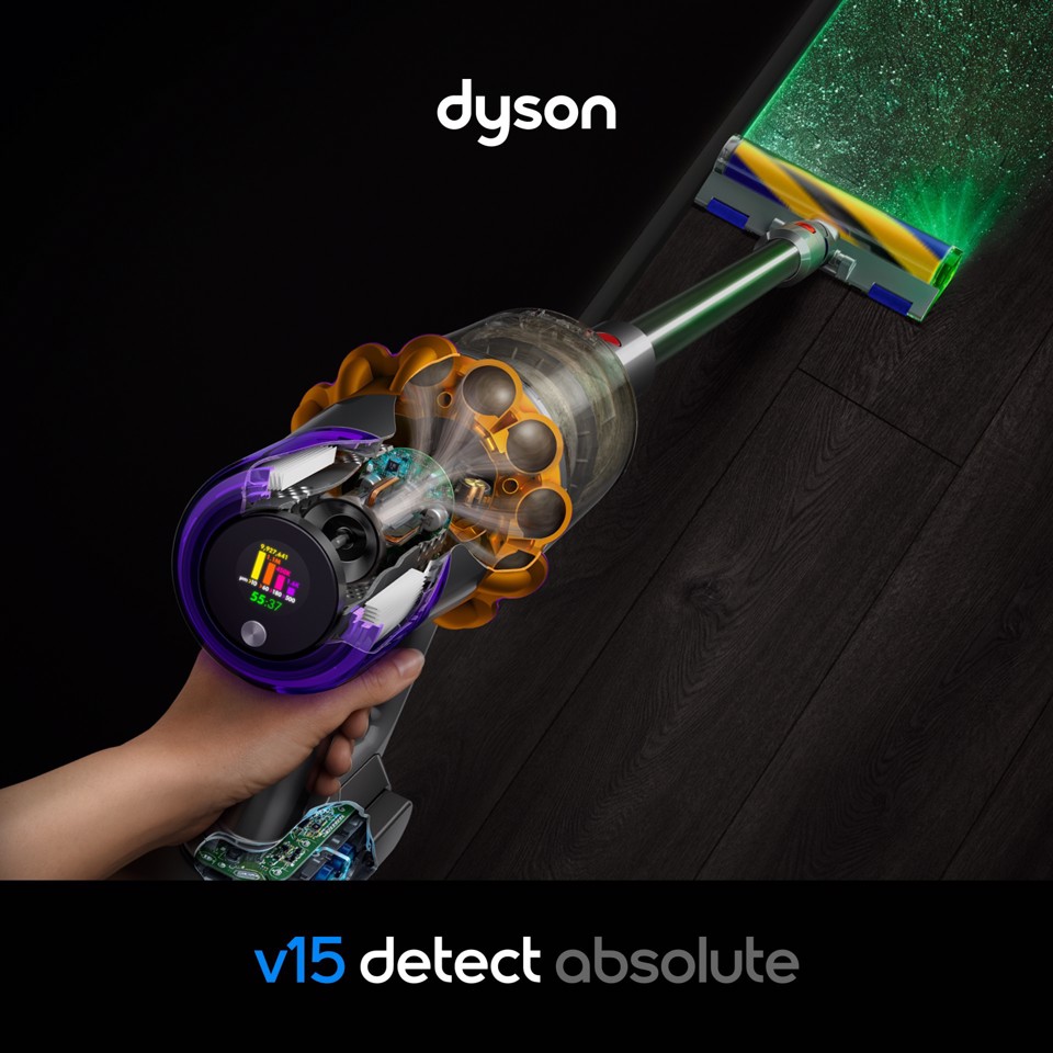 Dyson V15 Detect Absolute Aspirapolvere a bastone 2 in 1 Batteria Secco HEPA Senza sacchetto 0,77 L Acciaio inox
