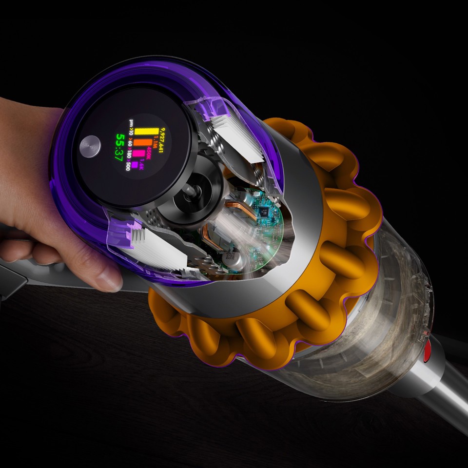 Dyson V15 Detect Absolute Nichel, Acciaio inossidabile, Giallo Senza sacchetto