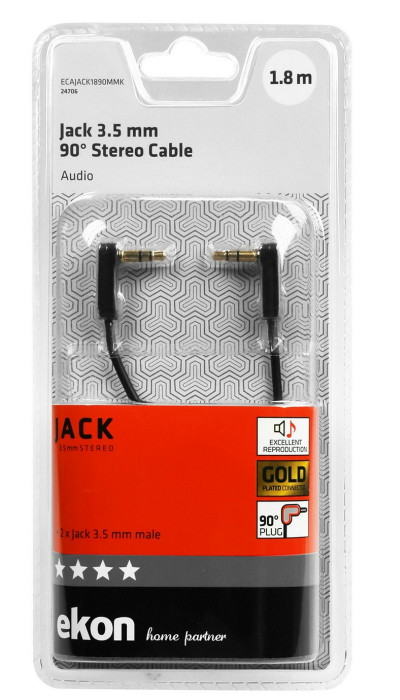 Ekon ECAJACK1890MMK cavo audio 1,8 m 3.5mm Nero