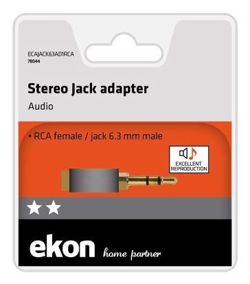 Ekon ECAJACK63AD1RCA adattatore per inversione del genere dei cavi 6,3 Nero