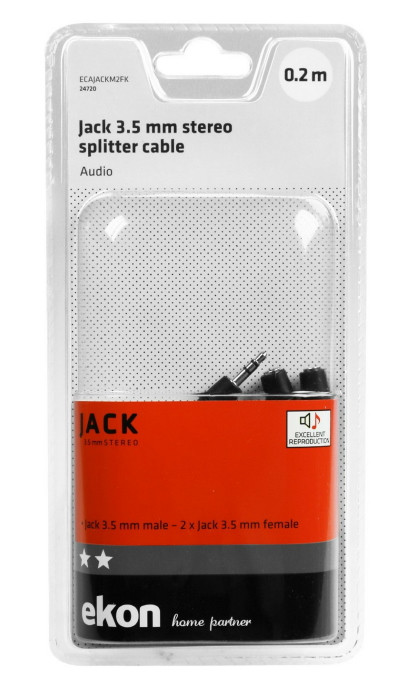 Ekon ECAJACKM2FK cavo audio 0,2 m 3.5mm 2 x 3.5mm Nero