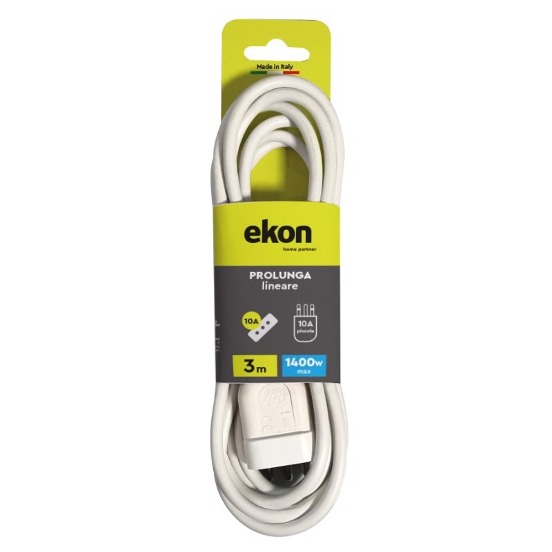 Ekon ECELEXTIT3010W prolunghe e multiple 3 m 1 presa(e) AC Interno Bianco