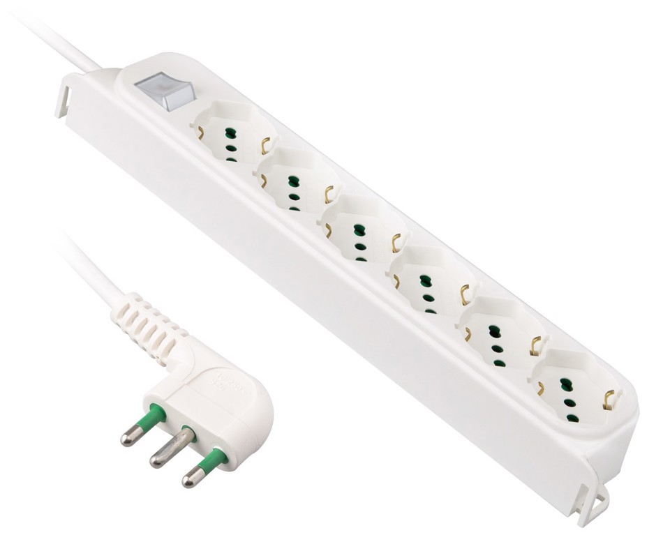Ekon ECELSTR6BIDESWIT16 prolunghe e multiple 1,5 m 6 presa(e) AC Interno Bianco